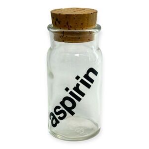 VTG 1970s Wheaton Glass ASPRIN Medicine Typography Apothecary Jar Cork Stopper